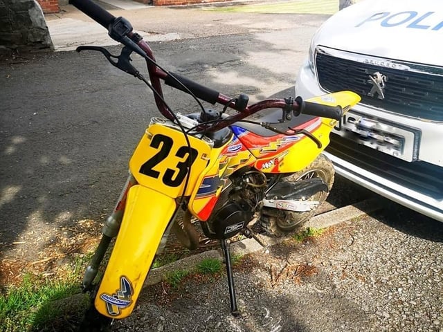 On May 22, the Shirebrook SNT posted: “Last night we spotted one of the nuisance bikes that was doing the rounds in Shirebrook. Unfortunately we were unable to seize the bike due to the rider making off (that's always the frustrating part for us!). However, in this unusual case, the helpful rider did decide to stop for one of our officers for a few seconds only to pass his details. Today, we paid the owner a visit and seized the bike! (I bet he didn't see that coming!). One male fined for no insurance and no valid driving licence.”