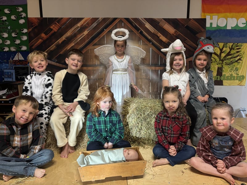 Reception pupils from Cuckney C of E Primary celebrate the new arrival