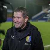 Mansfield Town manager Nigel Clough post match interview following the Sky Bet League 2 match against Stockport County FC at Edgeley Park, 01 Jan 2024. 
Photo credit should read : Chris & Jeanette Holloway / The Bigger Picture.media