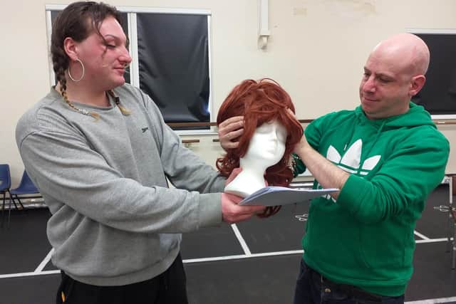 Actors rehearsing 'The Road to Zandra' at the Squire Performing Arts Centre.