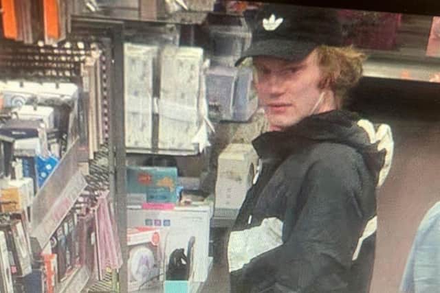 Police would like to speak to the man pictured in this CCTV image after a member of shop staff was assaulted.
