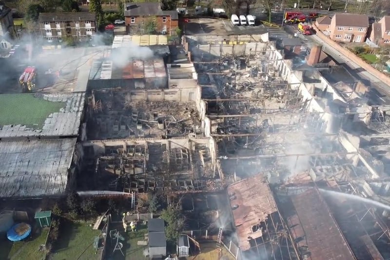 This still, from drone footage shot by Ian Baker, showed the extent of the damage at Savanna Rags in 2023.