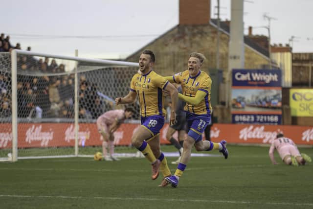 Rhys Oates nets the opener during the Sky Bet League 1 match against Bradford City AFC at the One Call Stadium, 01 Jan 2026.   Photo credit, Chris & Jeanette Holloway / The Bigger Picture.media