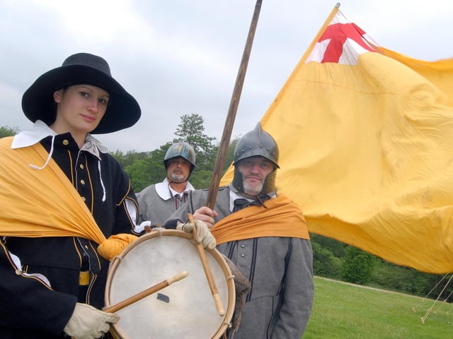 Not only did the building survive an earthquake, but it also withstood the challenges of the English Civil War, when King Charles I engaged in conflict with Parliament. During the war, the grandson of the Abbey's first lay owner was made a peer, and the Abbey was looted by Parliamentarians. (Image from 2012: Sarah Yates, Darren Pincott and Dale Yates from the Sir John Jell Regiment at the Sealed Knot event held at Newstead Abbey, as Sealed Knot wowed awe-struck spectators with 17th Century living and battle displays featuring cannon fire and cavalry chargers.)