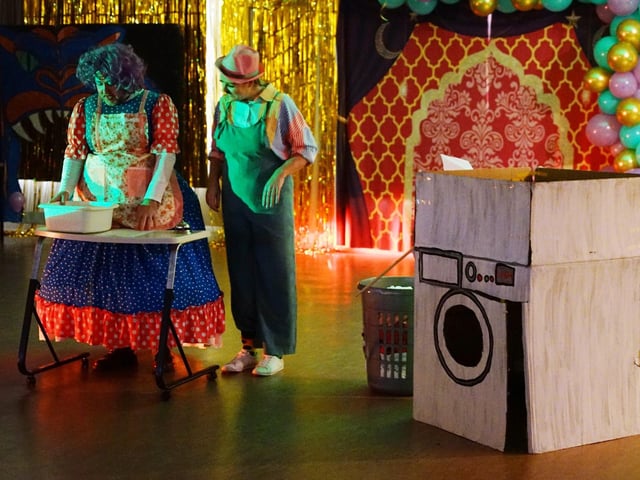 Manager Hayley Williams played Wishy Washee, alongside staff and residents.