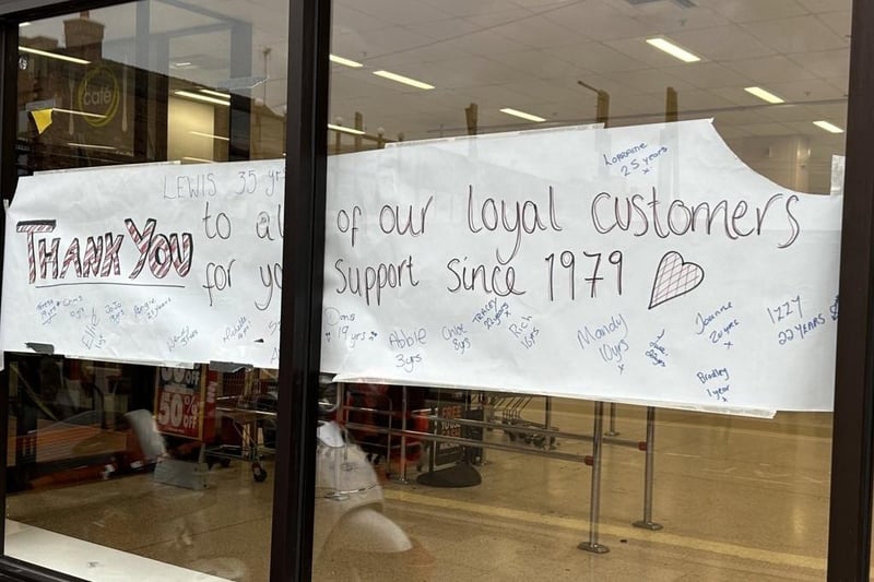 A thank you sign was featured in the shop window on Clumber Street, as staff thanked their "loyal customers" for their continued support since 1979.