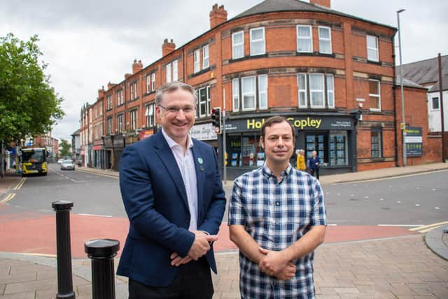 Coun Matthew Relf and Coun Lee Waters on High Street, Hucknall. (Photo by: Ashfield Council)