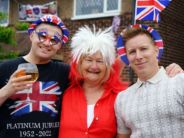 Residents on Harworth Close held their very own street party. Pictured are Gary Bailey, Yasmin Malchrzak and Thomas Tatton.