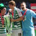 Marek Stech celebrates promotion with Yeovil Town after beating Brentford in the League One play-off final in 2013.