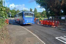 Work on the new bus lane at Cinderhill Island is now complete. Photo: Submitted
