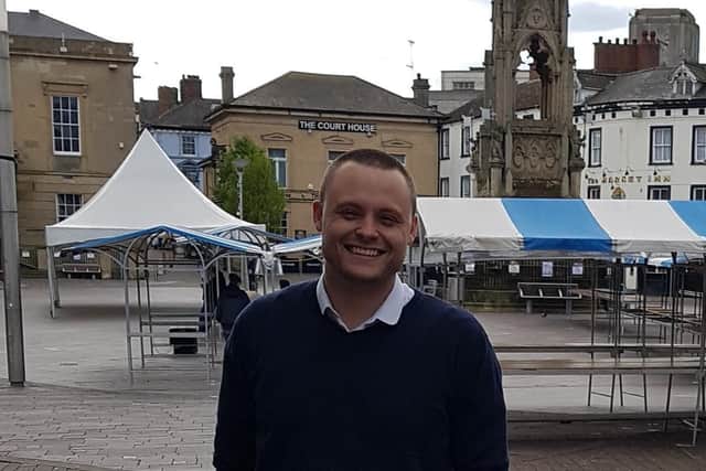 Mansfield MP Ben Bradley in the town's Market Place