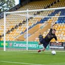 Coun Ben Bradley in goal at Mansfield Town's One Call Stadium.