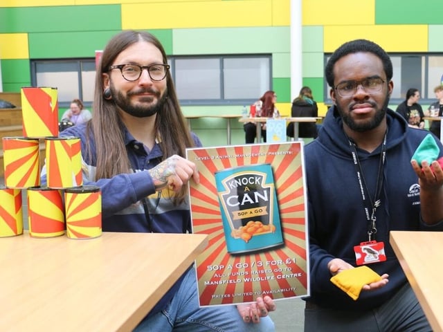 Matt Butcher and Afamfuna Nkechika ran the knock-a-can game.