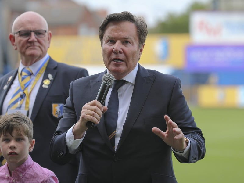 John Radford makes a speech during the last home game of the season.