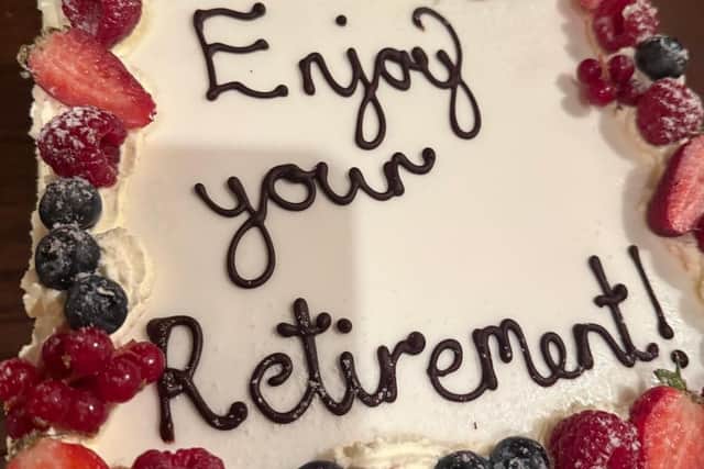 The ladies retirement cake.
