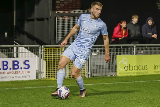 Rhys Oates on his first sub return at Harrogate - Photo by Chris Holloway/The Bigger Picture.media