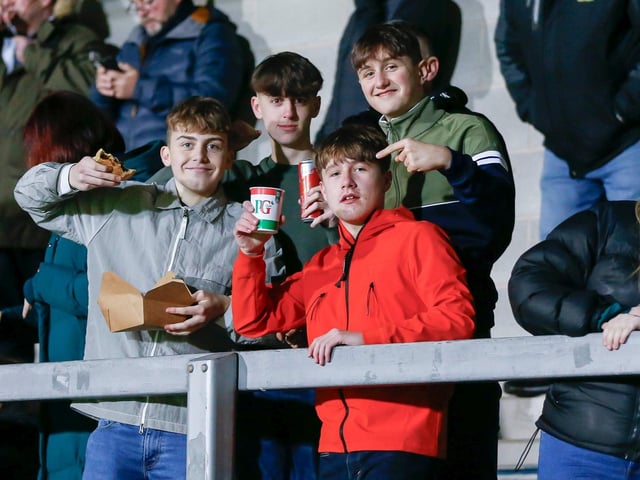 Some of the Mansfield Town fans who headed to Burton for the EFL Trophy defeat.