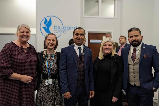 The Bluebird Care team, from left: Sarah Chapman, Kasia Baldwin, Nabeel Khan, Hayley Keating, Bilal Azeem (head of operations). Photo: Submitted