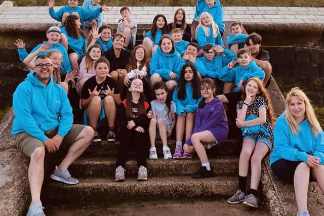 St Edmunds CofE Primary and Nursery School - pictured is Year 6, on the Scarborough residential trip in July 2021 - taken just a couple of weeks after the Ofsted inspection. Far left is headteacher Nadeem Shah,  year six teacher Claire Hands, far right.