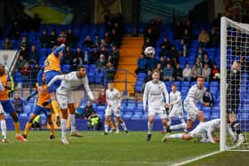 Riley Harbottle heads home at Tranmere. Photo by Chris Holloway / The Bigger Picture.media