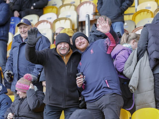 Mansfield Town fans ahead of kick-off on Saturday.