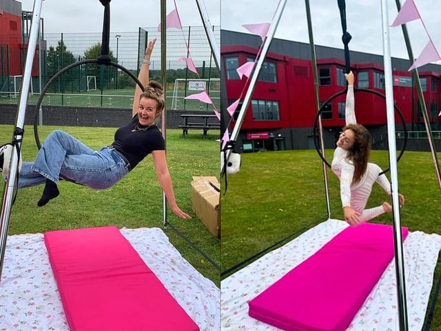 Event organiser Beth Parkin tried ariel hoop work supervised by ariel dancer Alex Ross.