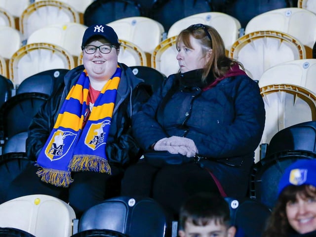 Some of the Mansfield Town fans who headed to Burton for the EFL Trophy defeat.