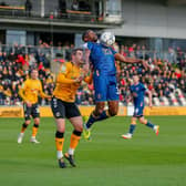 Lucas Akins in action as Mansfield Town produce a superb away display at Newport. Photo by Chris Holloway/The Bigger Picture.media