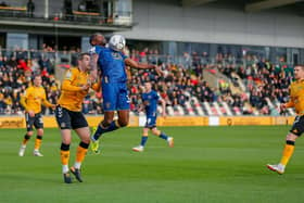 Lucas Akins in action as Mansfield Town produce a superb away display at Newport. Photo by Chris Holloway/The Bigger Picture.media