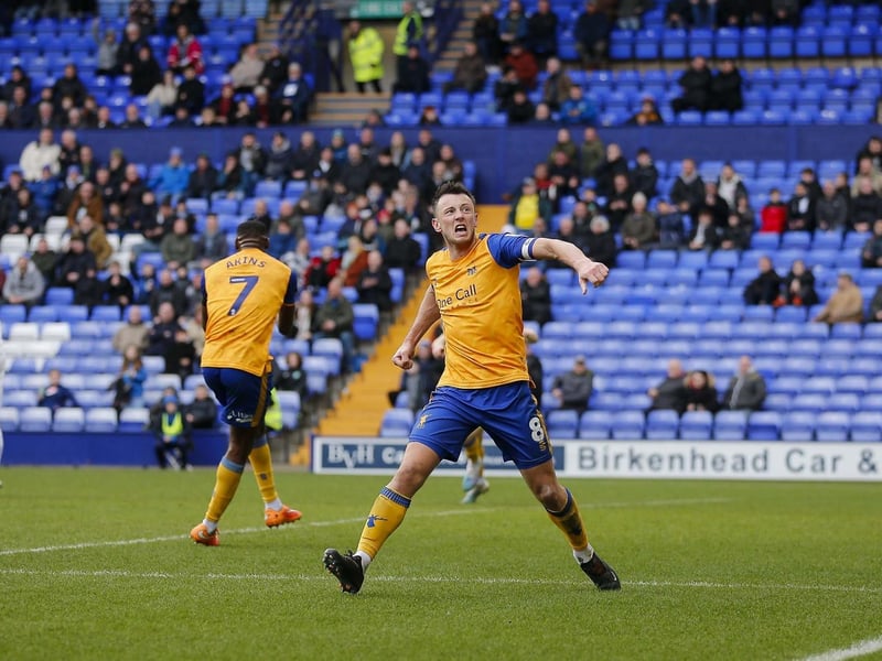 Ollie Clarke scores at Tranmere.