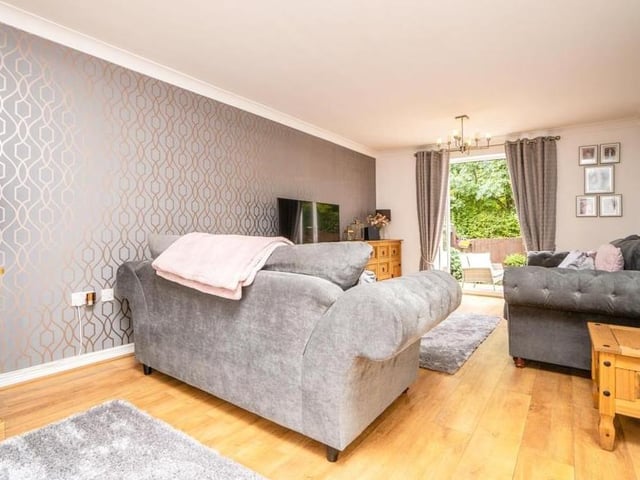 This is another shot of the lounge, showing the French doors that lead to the garden.