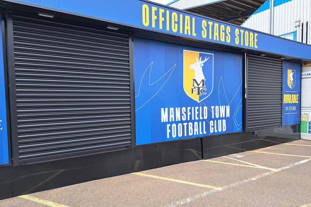 A computer-generated image of how Mansfield Town's new club shop might look.