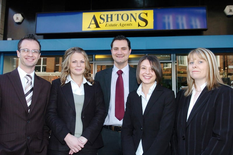 Pictured outside Ashton's Estate Agents, Hall Gate, Doncaster in 2007 were l-r Matthew Kirk, Valuer, Lauren Boyes, Receptionist, Noel Dickinson, Area Manager, Helen Crampton, Residential Sales and Claire Johnson, Office Co-ordinator