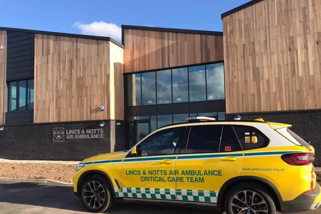 Lincs & Notts Air Ambulance's critical care car outside the charity's new headquarters.