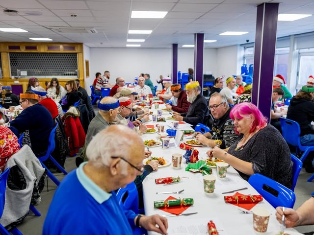 Enjoying a Christmas dinner