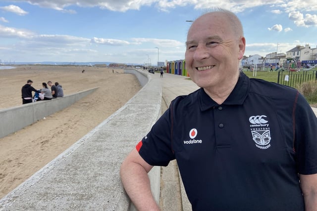Paul Broxholme stops for a few moments to take in the view out to sea from Seaton Carew during his visit from Manchester.