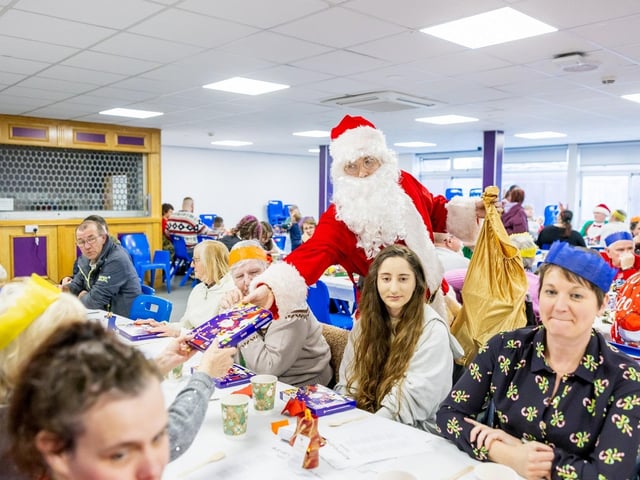 Sutton-in-Ashfield Rotary Club Santa Claus handed out selection boxes to the attendees
