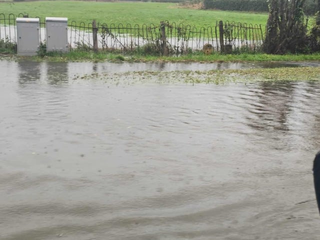 Pavements and roads were flooded throughout the county including here in Brinsley