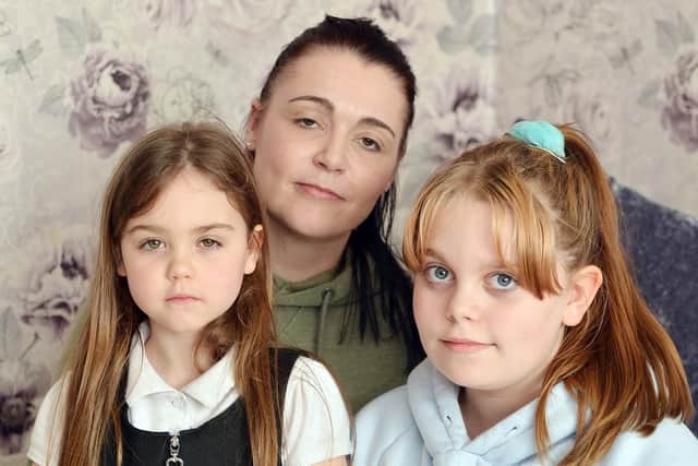 Claire Hannah with her two daughters, Ella-Grace and Louise.