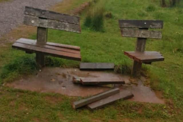 The vandalised bench