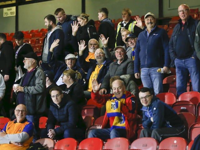 Stags fans during the Papa John's Trophy match against Grimsby Town.