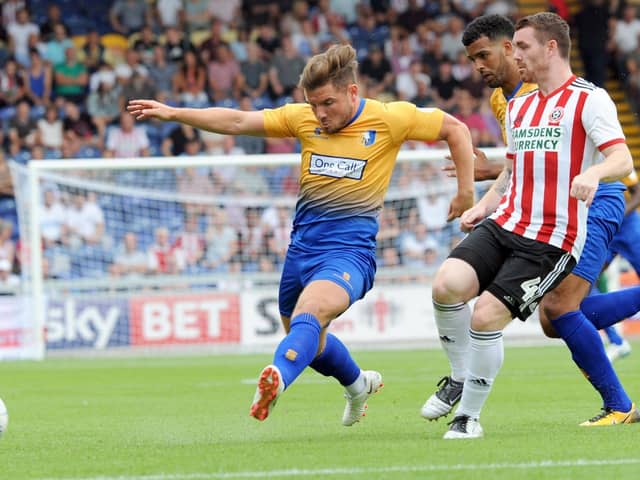 Alex McDonald in action the last time Mansfield Town hosted Sheffield United in a pre-season friendly before fans back in 2018.