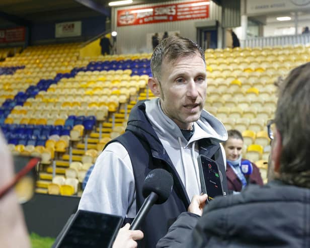 Dons boss Mike Williamson after the Sky Bet League 2 match against Stags at the One Call Stadium, 05 March 2024Photo credit : Chris & Jeanette Holloway / The Bigger Picture.media