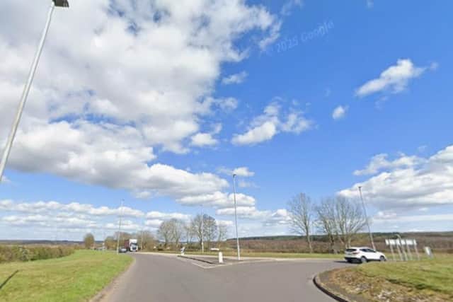 The collision happened at the roundabout linking Mansfield Road and Cavendish Way, in Clipstone, on June 13, last year. (Picture: Google Earth.)