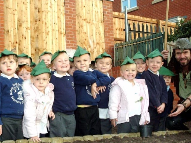 Donning their Lincoln green hats for a visit from the legend the school is named after - Robin Hood himself - in 2016.