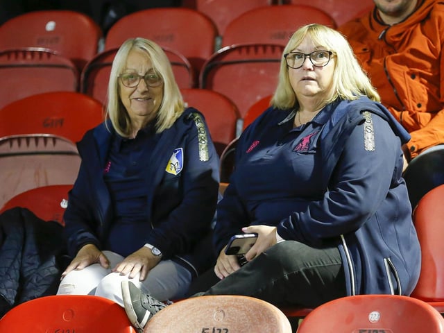 Stags fans during the Papa John's Trophy match against Grimsby Town.