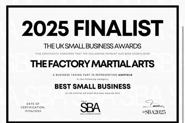 The finalist certificate