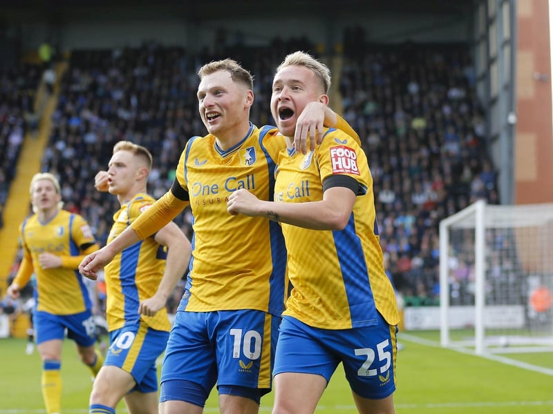 Louis Reed is all smiles after scoring in the away derby at Notts County in October.