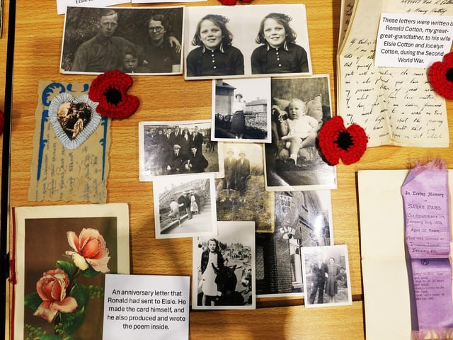 Just some of the memorabilia relating to student Kasey Fazakerley's army serving great-great grandad