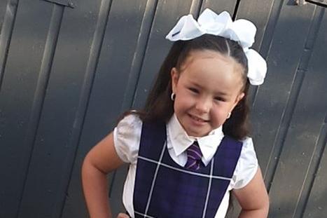 Amelie is ready for her first day in primary two at Castleview Primary School.